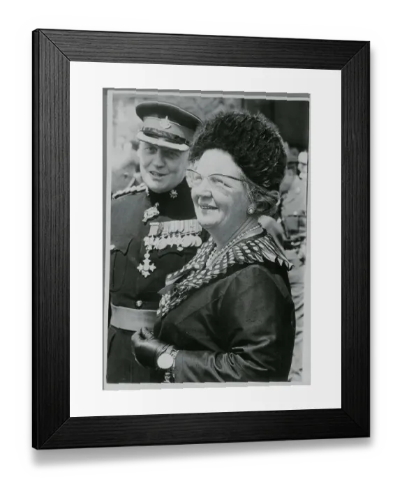 Framed Print : Queen Juliana with Regiment Brigadier Framed Print : Queen Juliana with Regiment Brigadier