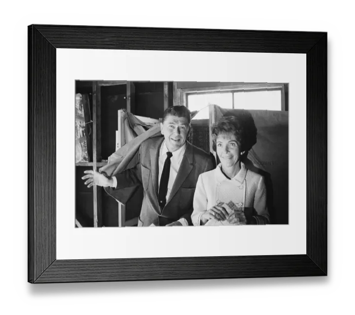 Framed Print : Ronald Reagan Emerging From Voting Booth Framed Print : Ronald Reagan Emerging From Voting Booth