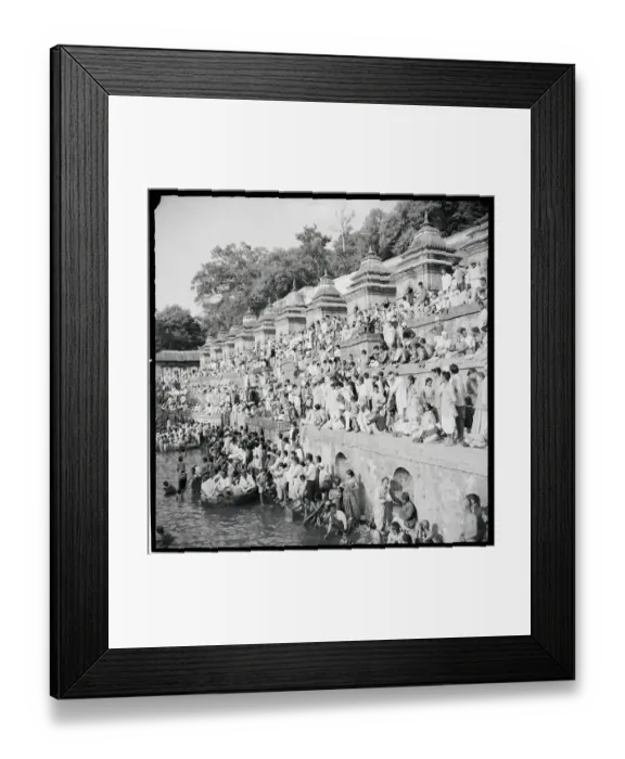 Framed Print : Nepalese Wait to Bathe in Holy Waters Framed Print : Nepalese Wait to Bathe in Holy Waters
