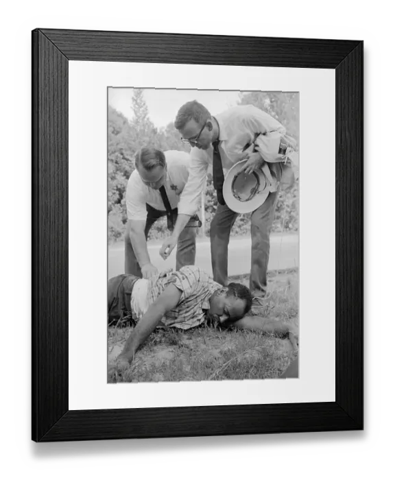 Framed Print : Police Examine Wounded James Meredith Framed Print : Police Examine Wounded James Meredith
