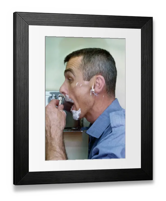 Framed Print : Gene Cernan Shaving Framed Print : Gene Cernan Shaving