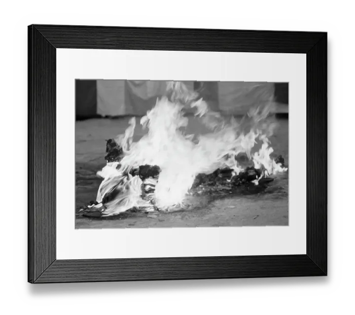 Framed Print : Buddhist Nun Committing Ritual Suicide by Fire Framed Print : Buddhist Nun Committing Ritual Suicide by Fire