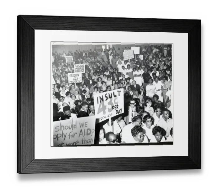 Framed Print : Crowd of Striking County Workers with Signs Framed Print : Crowd of Striking County Workers with Signs