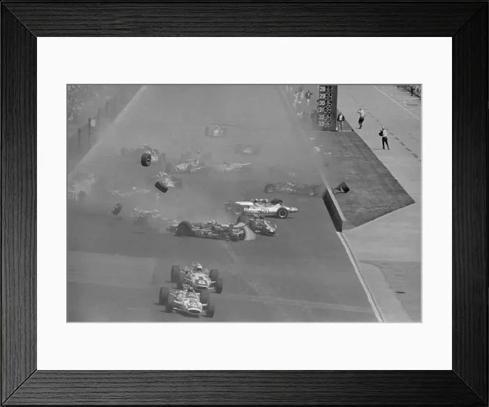 Framed Print : Crash During Formula One Auto Race Framed Print : Crash During Formula One Auto Race