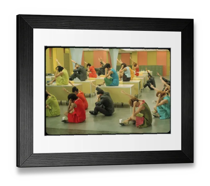Framed Print : Cast of Film Exercising During Break Framed Print : Cast of Film Exercising During Break