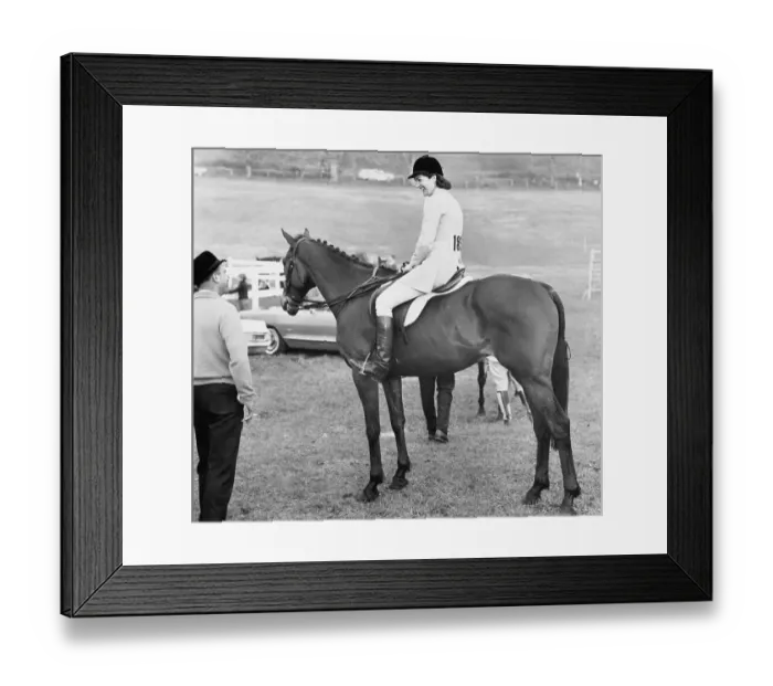 Framed Print : Jacqueline Kennedy Riding a Horse Framed Print : Jacqueline Kennedy Riding a Horse