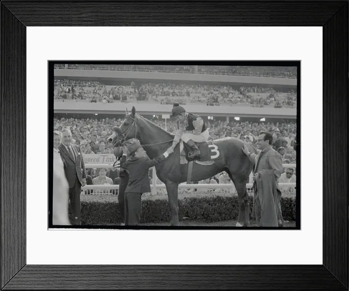 Framed Print : Johnny Longden Congratulating Willie Shoemaker Framed Print : Johnny Longden Congratulating Willie Shoemaker