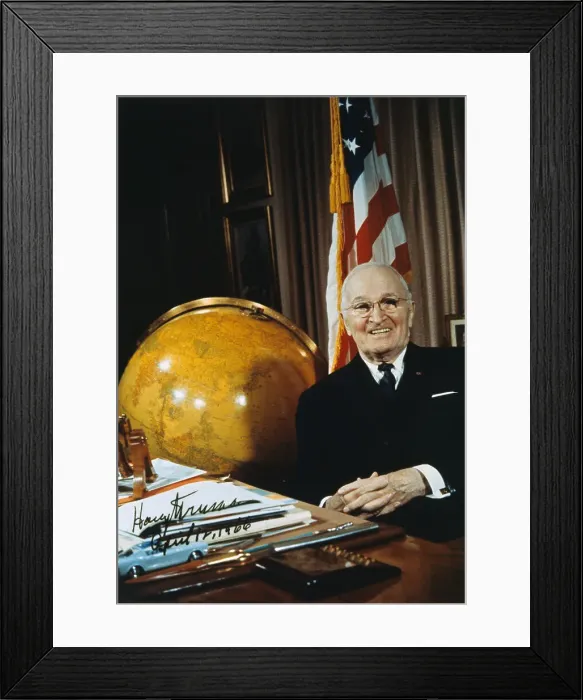 Framed Print : Harry Truman in His Office Smiling
