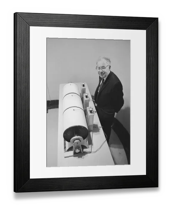 Framed Print : Charles F. Richter Posing Next to His Richter Magnitude Scale