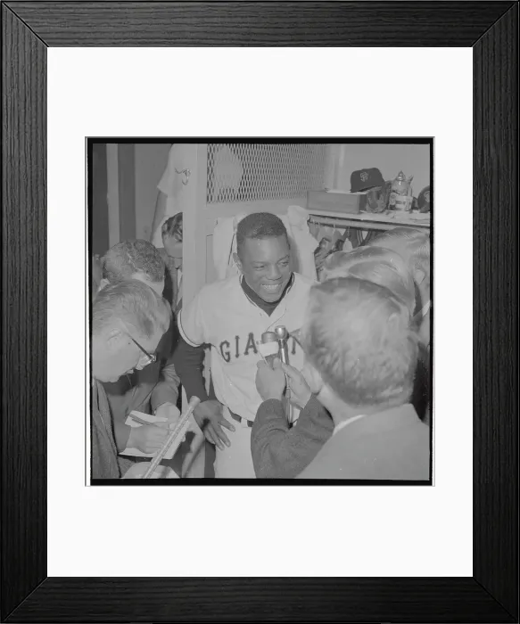 Framed Print : Willie Mays Being Interviewed on Homer Framed Print : Willie Mays Being Interviewed on Homer