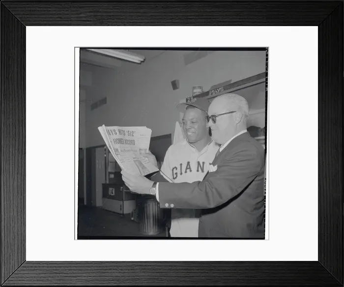 Framed Print : Willie Mays and Horace Stoneham Reading Newspaper Framed Print : Willie Mays and Horace Stoneham Reading Newspaper