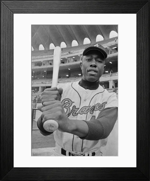 Framed Print : Hank Aaron Gripping Baseball Bat in Stadium Framed Print : Hank Aaron Gripping Baseball Bat in Stadium