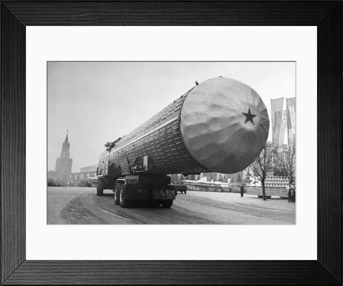 Framed Print : Large Missile Being Transported During Parade
