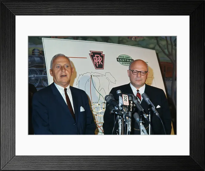 Framed Print : Alfred Perlman and Stuart Saunders Standing in Front of a Map Framed Print : Alfred Perlman and Stuart Saunders Standing in Front of a Map