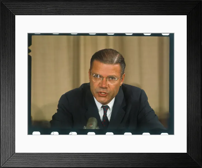 Framed Print : Robert S. McNamara Speaking at Conference