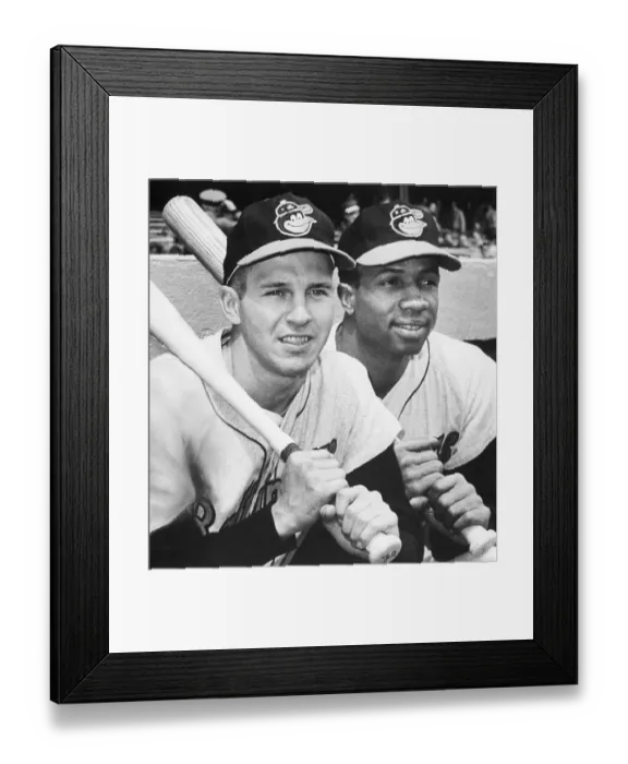 Framed Print : Brooks And Frank Robinson W / Baseball Bat Framed Print : Brooks And Frank Robinson W / Baseball Bat