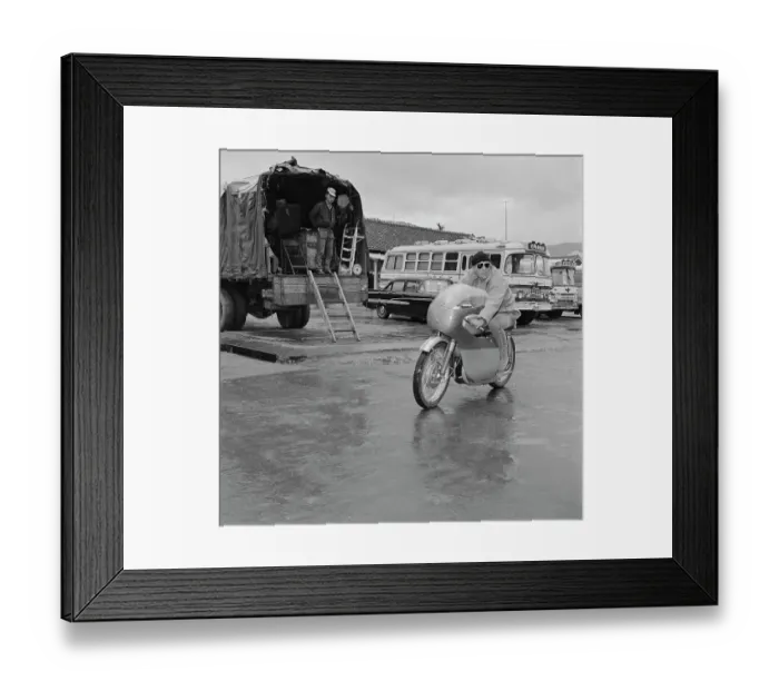 Framed Print : Steve McQueen Riding his Motorcycle Framed Print : Steve McQueen Riding his Motorcycle