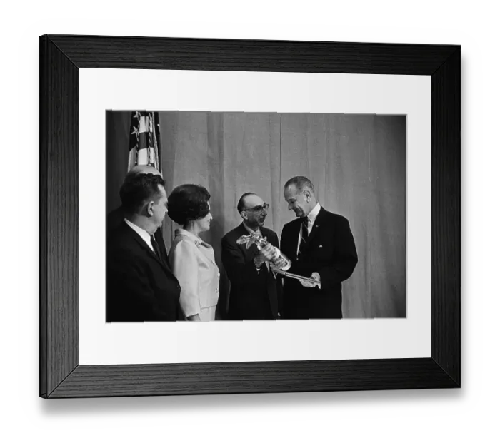 Framed Print : Lyndon B. Johnson Receiving Award for Health Efforts Framed Print : Lyndon B. Johnson Receiving Award for Health Efforts