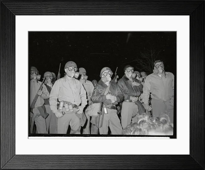 Framed Print : Patrolmen with Gas Masks
