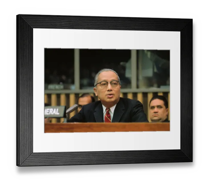 Framed Print : United Nations Secretary U Thant at UN Press Conference