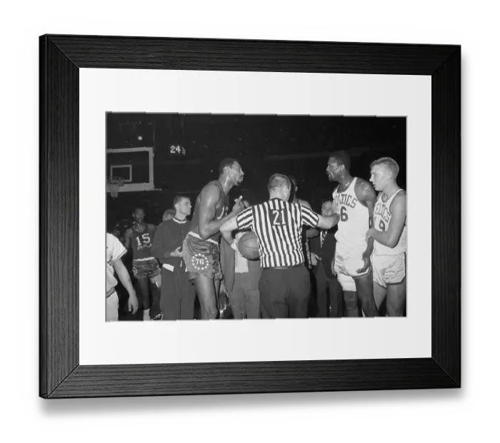 Framed Print : Referee Separating Wilt Chamberlain and Bill Russell Framed Print : Referee Separating Wilt Chamberlain and Bill Russell