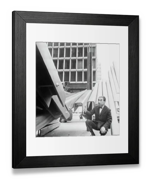 Framed Print : Kenzo Tange with His Sculpture Framed Print : Kenzo Tange with His Sculpture