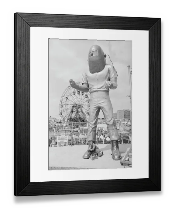 Framed Print : Coney Island Astronaut Gets a Shoeshine Framed Print : Coney Island Astronaut Gets a Shoeshine