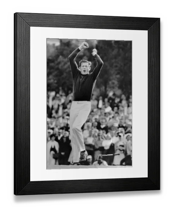 Framed Print : Doug Sanders Jumping Victoriously from Golf Play