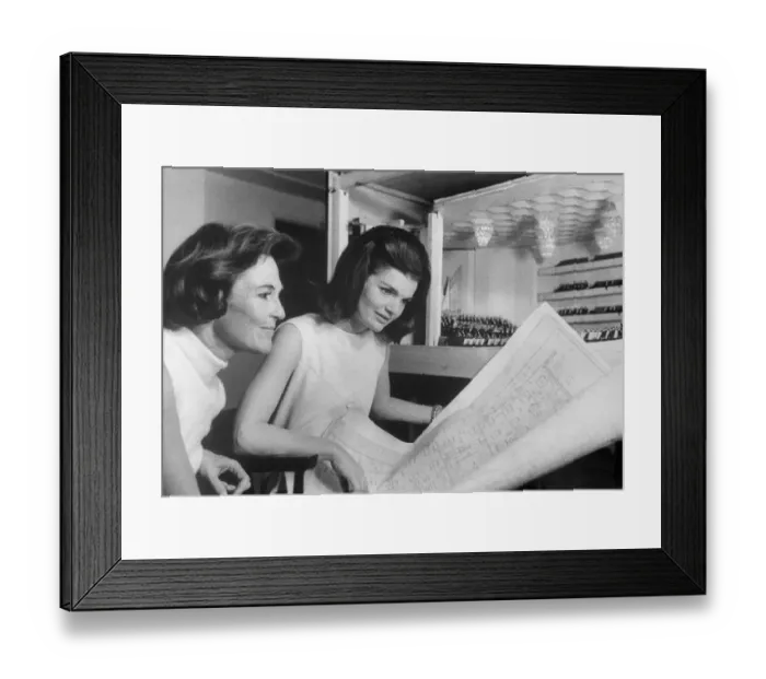 Framed Print : Jacqueline Kennedy Looking at Blue Prints Framed Print : Jacqueline Kennedy Looking at Blue Prints
