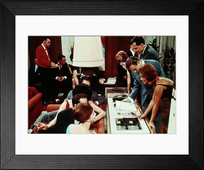 Framed Print : Hugh Hefner Shows Off Hi-Fi System Framed Print : Hugh Hefner Shows Off Hi-Fi System