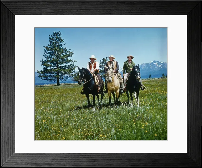 Framed Print : Stars of Bonanza Sitting on Horses in Open Field Framed Print : Stars of Bonanza Sitting on Horses in Open Field