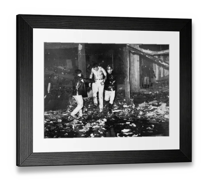 Framed Print : Explosion in American Military Billet Framed Print : Explosion in American Military Billet