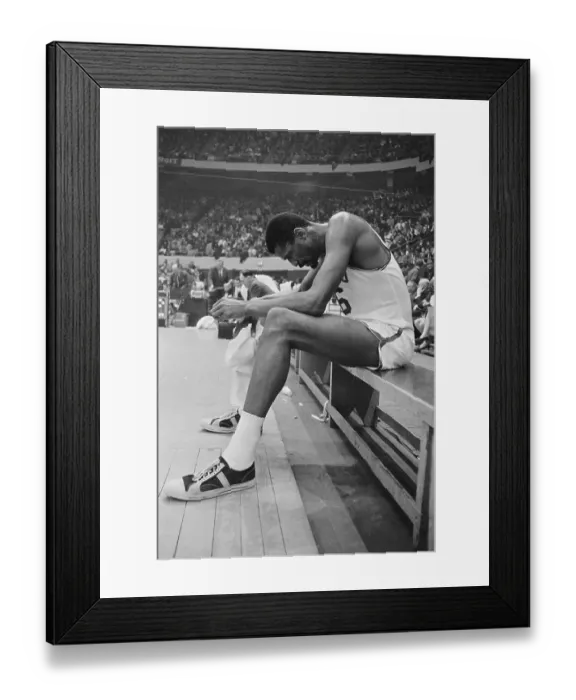 Framed Print : Bill Russell Resting on a Bench Framed Print : Bill Russell Resting on a Bench