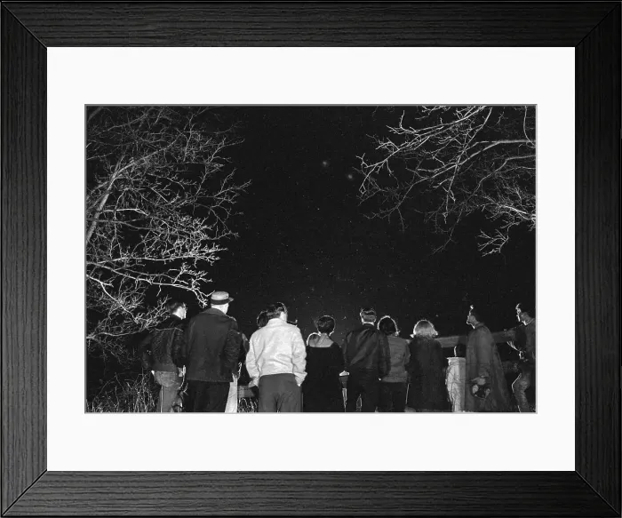 Framed Print : Towns People Watching Night Sky For UFOs