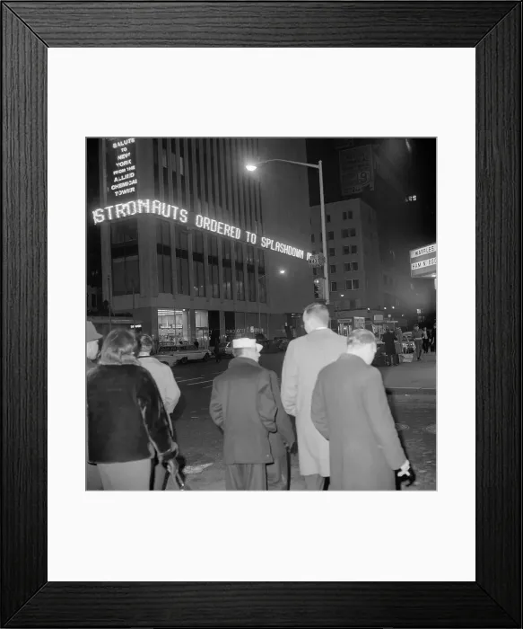 Framed Print : Pedestrians and Famous Times Square News Board Framed Print : Pedestrians and Famous Times Square News Board
