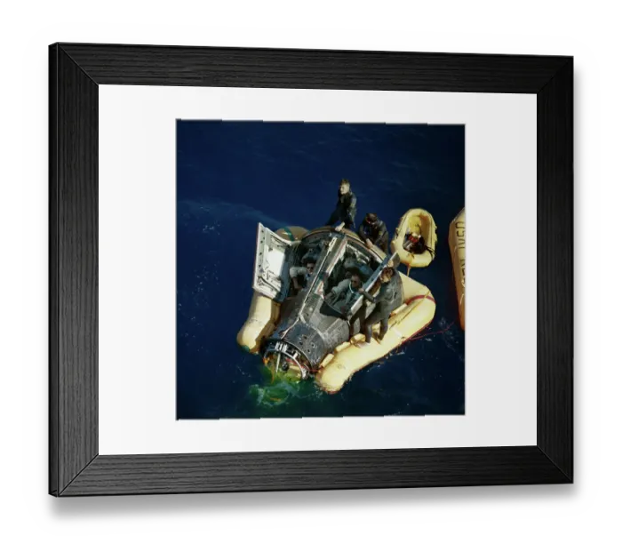 Framed Print : Astronauts Riding in Raft Framed Print : Astronauts Riding in Raft