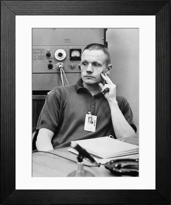 Framed Print : Neil Armstrong Listening to a Briefing Framed Print : Neil Armstrong Listening to a Briefing