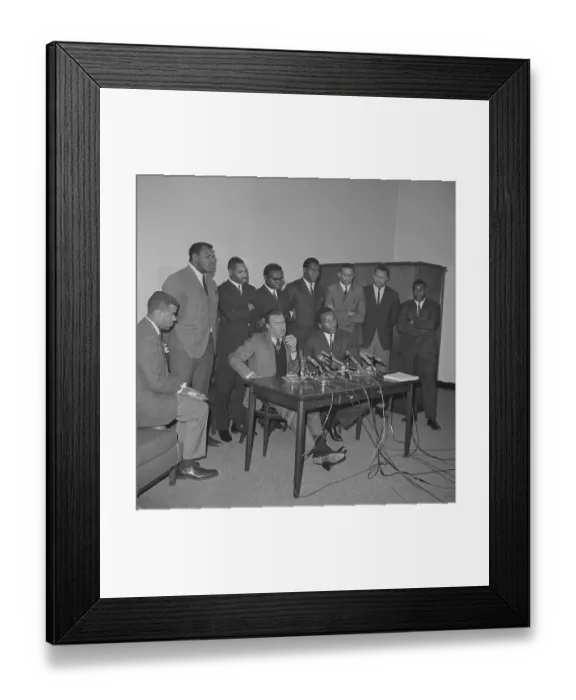 Framed Print : Jim Brown with Adam Clayton Powell at Press Conference Framed Print : Jim Brown with Adam Clayton Powell at Press Conference