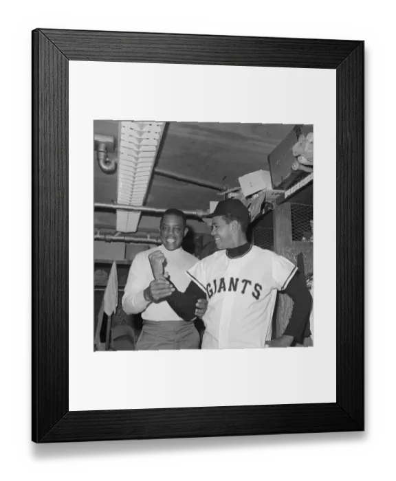 Framed Print : Juan Marichal Demonstrating His Fist Power to Willie Mays Framed Print : Juan Marichal Demonstrating His Fist Power to Willie Mays