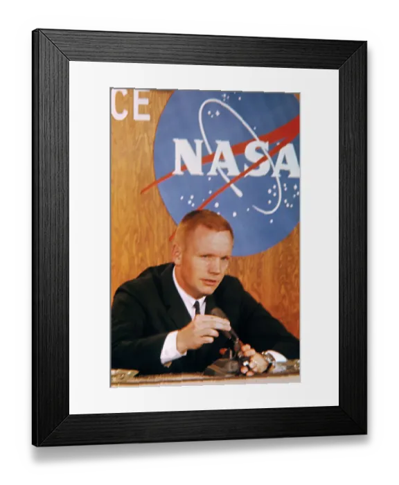 Framed Print : Neil Armstrong Talking to Press Framed Print : Neil Armstrong Talking to Press