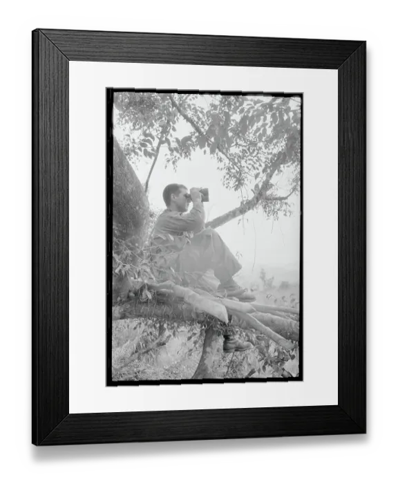 Framed Print : Soldier Looking Through Binoculars