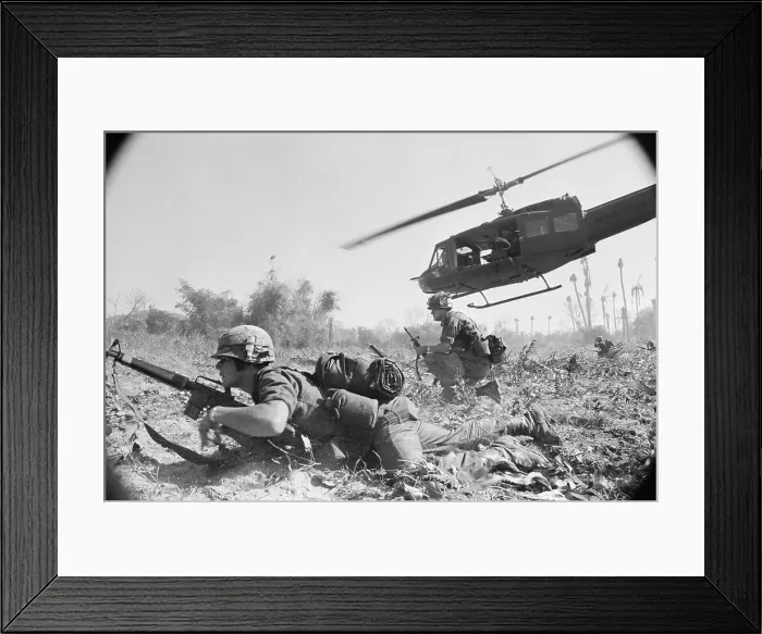 Framed Print : American Troopers Dropped from Helicopter During Vietnam War Framed Print : American Troopers Dropped from Helicopter During Vietnam War