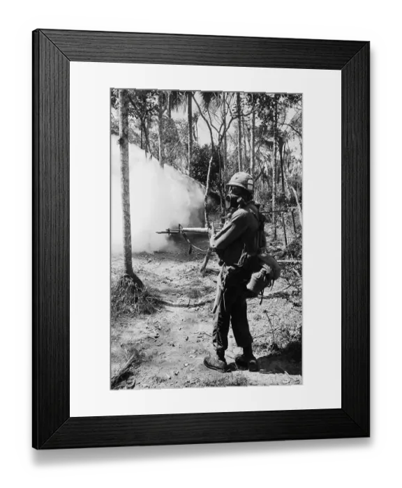Framed Print : Marine With Gas Mask in Vietnam Framed Print : Marine With Gas Mask in Vietnam
