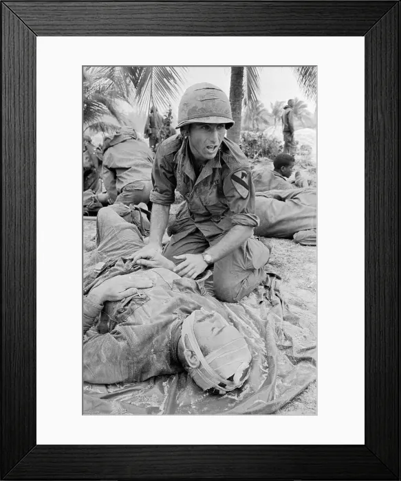 Framed Print : Doctor with Wounded Soldier Framed Print : Doctor with Wounded Soldier