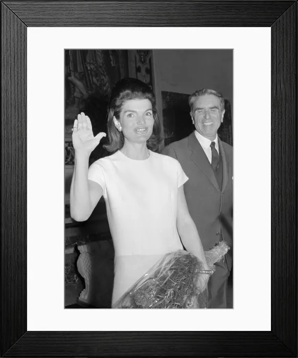 Framed Print : Mrs. Kennedy Waving Framed Print : Mrs. Kennedy Waving