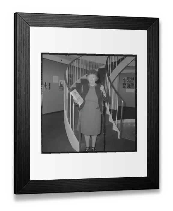 Framed Print : Margaret Mead Walking Down Staircase at Her Book Promotional Event