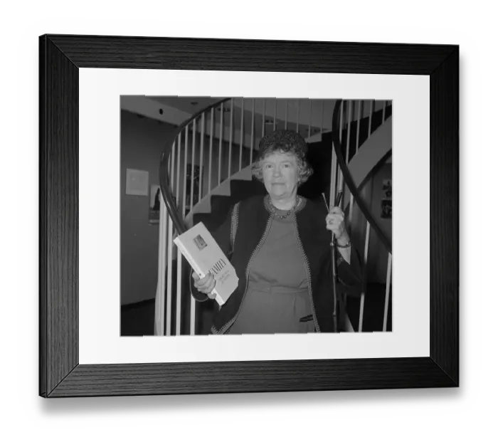 Framed Print : Margaret Mead Walking Down Staircase at Her Book Promotional Event Framed Print : Margaret Mead Walking Down Staircase at Her Book Promotional Event