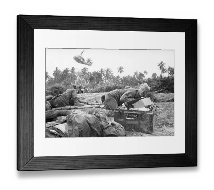 Framed Print : Wounded US Soldiers Await Evacuation 1966 Framed Print : Wounded US Soldiers Await Evacuation 1966