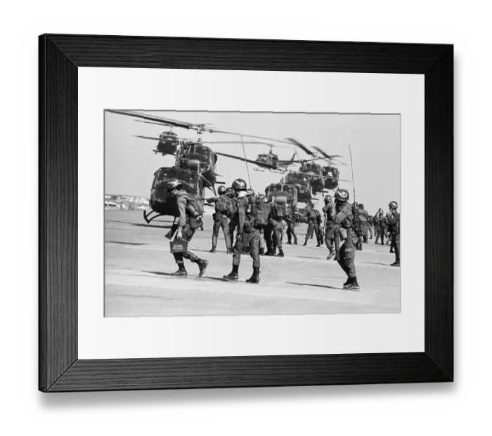 Framed Print : Vietnamese Rangers Loading Helicopters