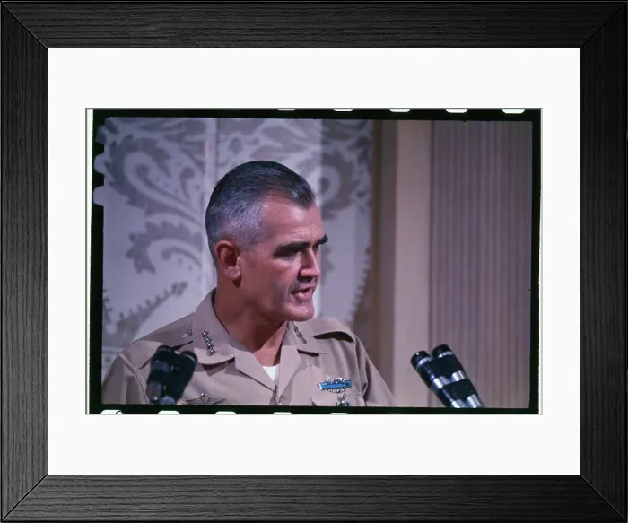 Framed Print : William Westmoreland Speaking at a Press Conference Framed Print : William Westmoreland Speaking at a Press Conference